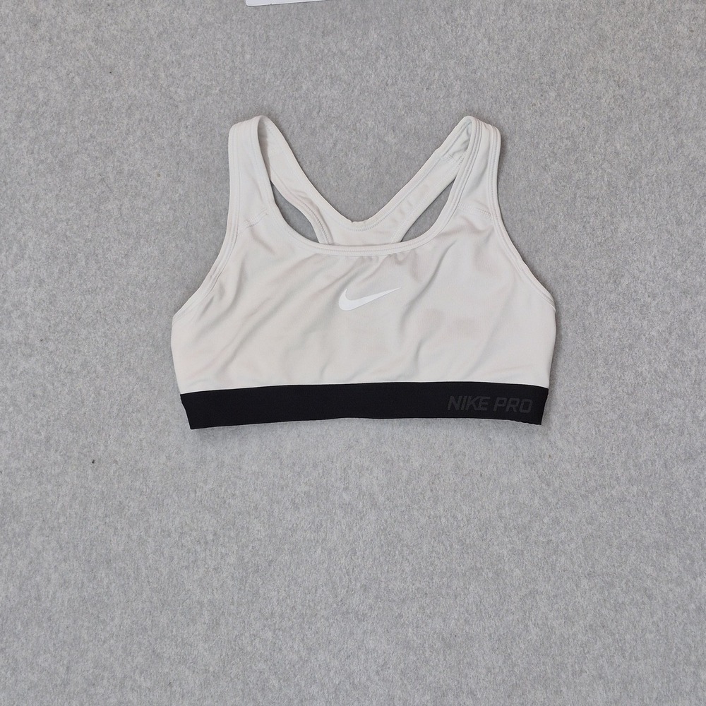 Nike Women Sports Bra Small White DRI FIT Wireless Jersey Racerback